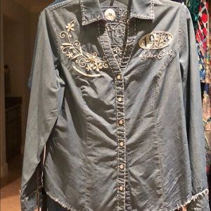 Double D Ranch chambray cowgirl shirt